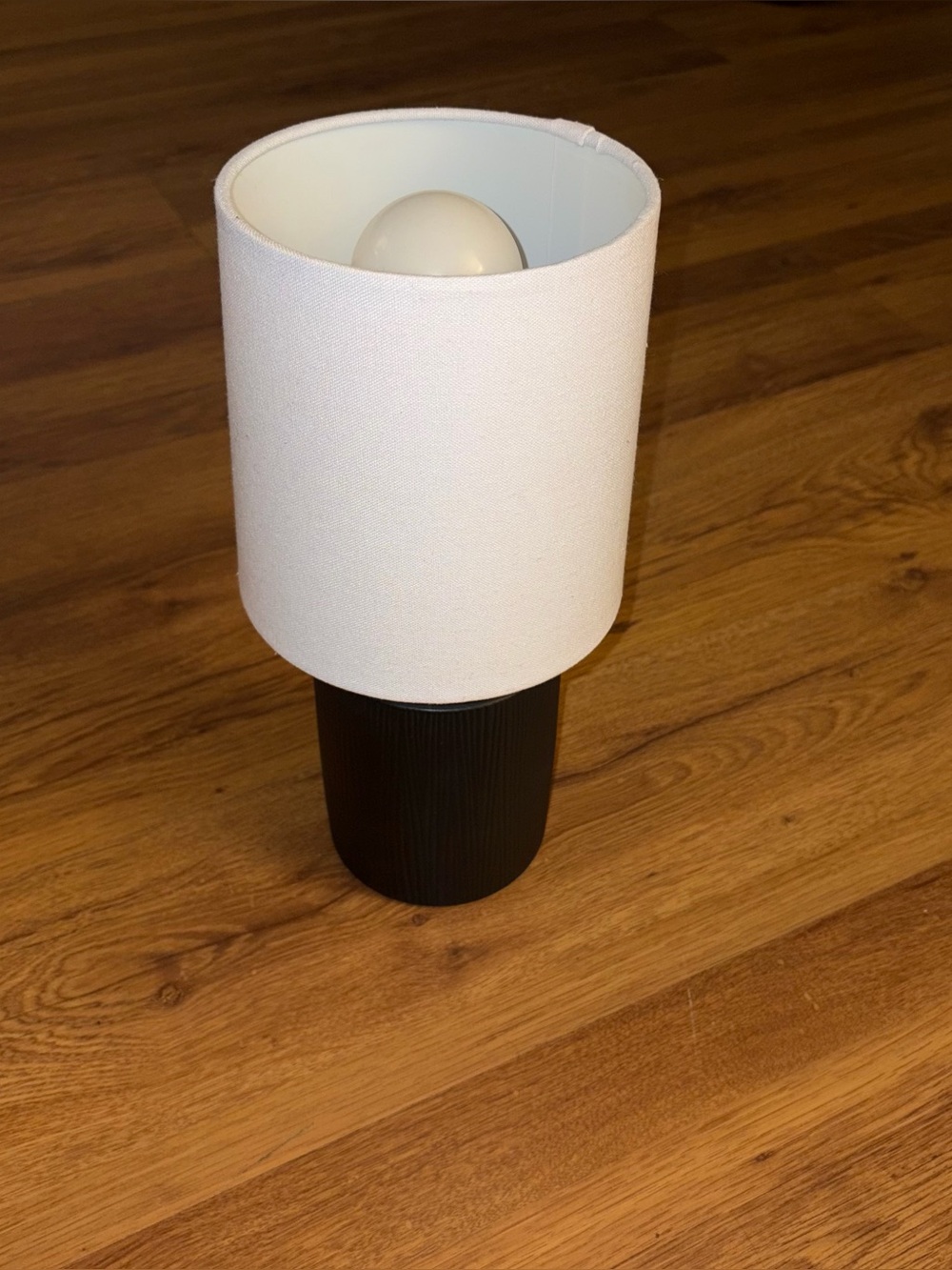 Modern Black Ceramic Table Lamp with White Drum Shade